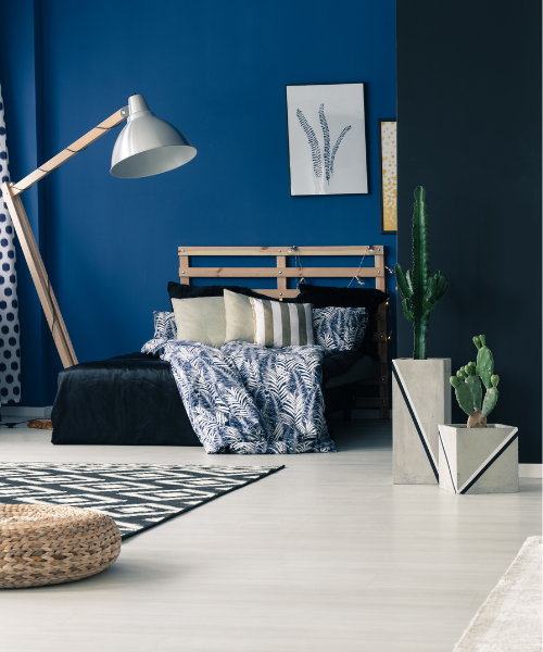 Using royal blue in the furniture and decor